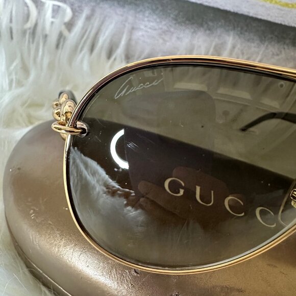 Authentic Gucci Marina Chain Aviator Sunglasses GG 4225/S Gold Black - Picture 8 of 12